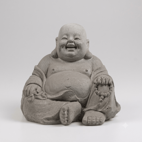 Bouddha heureux | Gris | 46 x 42 x 42 cm