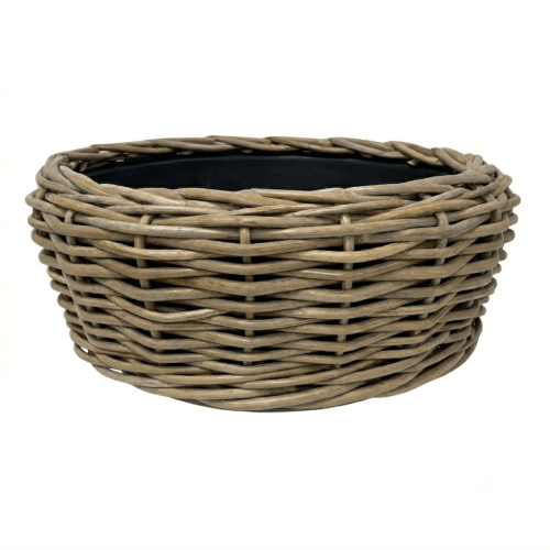 Bol à sec, rotin gris, Ø 36 cm | Hauteur 18 cm, largeur maximale 38 cm