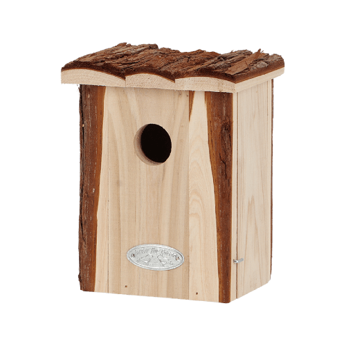 Esschert Design | Nichoir pour troglodyte mignon avec toit en écorce | 13 x 13 x 17 cm