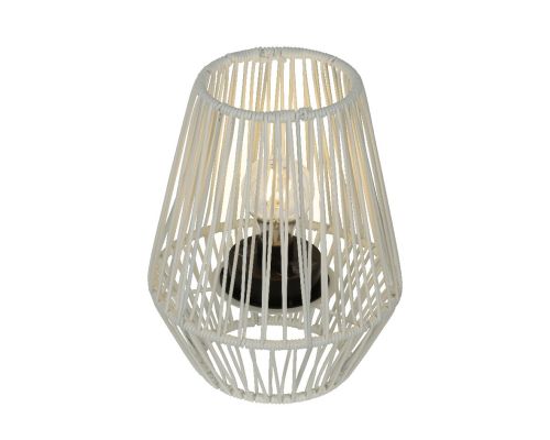 Kaemingk | Lanterne solaire stable en osier | Blanche | Ø20x25 cm