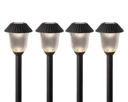 Kaemingk | Lampe solaire à piquer, plastique, éclairage stable | Lot de 4 | Ø11 x 31,5 cm
