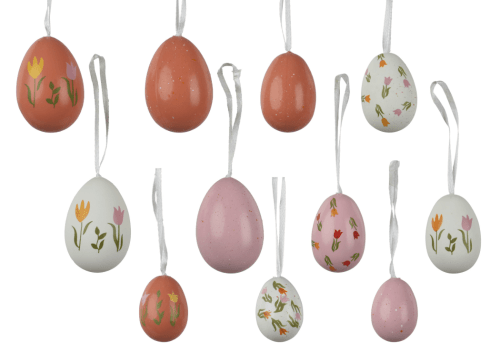 Decoris | Ostereier | 6er-Set | mit Blumenmotiven | mehrfarbig
