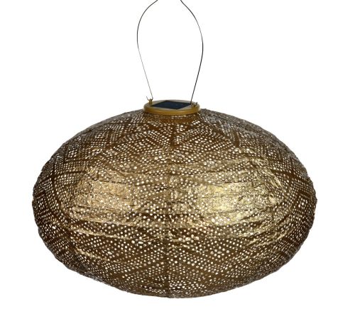 Lanterne solaire ovale LUMIZ | Ikat | Or | D 40 H 27 cm