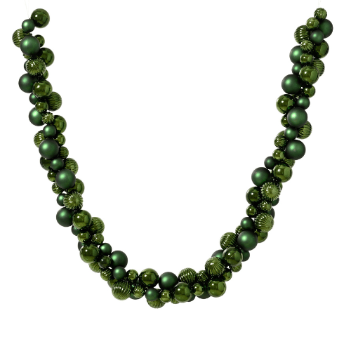Weihnachtskugel-Girlande | Polystyrol | glänzend–matt Mix | Grün | 180 cm