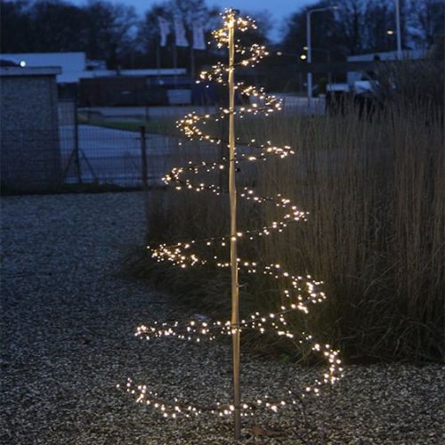 Sapin de Noël en acier Corten | Modèle tourbillon | Lumières et piquets inclus