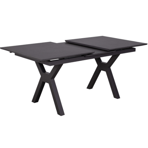 DekoVries | Hammond Ausziehtisch 160/210 x 90 cm Aluminium / Gesinterter | Stein Dark Grey