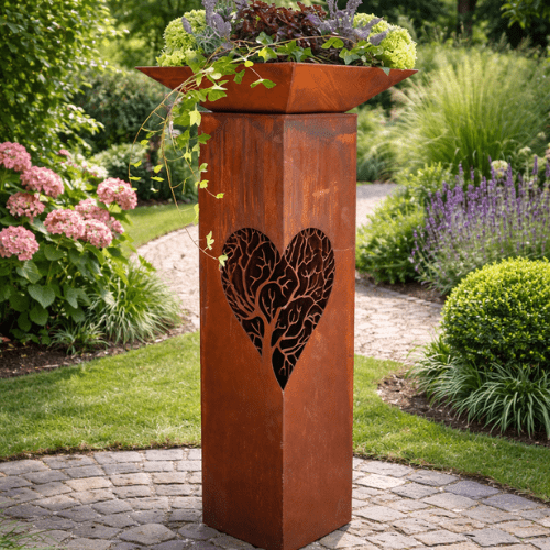 Chaise de bain | Pilier de Vie | Aspect acier Corten | 115 x 28 x 28 cm