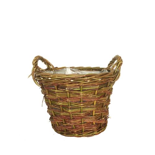 Esschert Design | Panier en osier fleuri | S | Ø38 x H 31 cm
