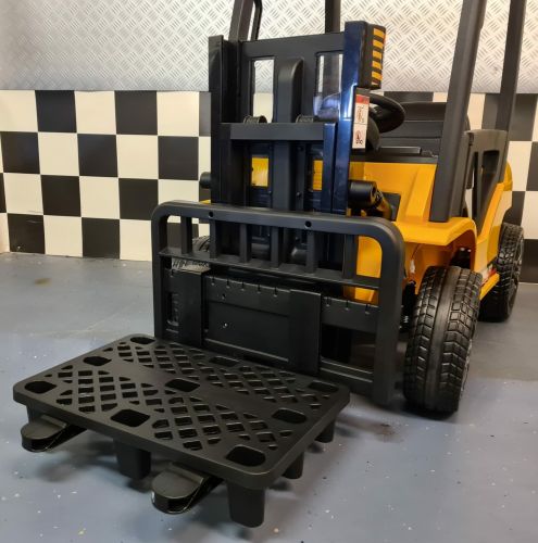 Chariot élévateur électrique pour enfants 12 volts avec télécommande, jaune
