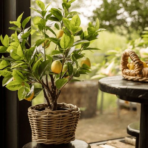 Pot de rangement en rotin gris Ø 19 | Hauteur 19 cm, largeur maximale 26 cm