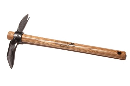 Houe de jardin (forgée) à œillet rond, 1 dent (en forme de cœur) et manche en frêne de 40 cm