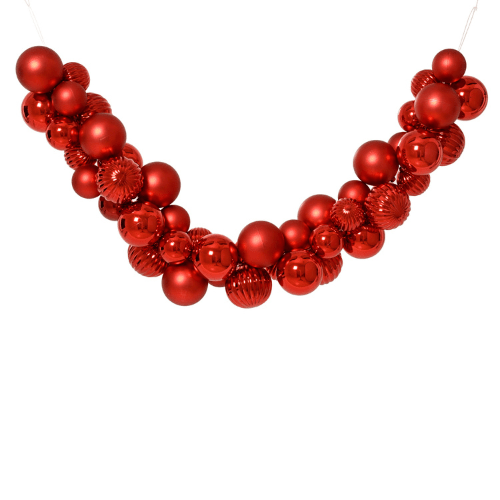 Weihnachtskugel-Girlande | Polystyrol | glänzend–matt Mix | rot | 100 cm