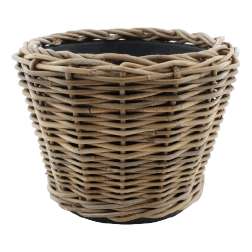 Pot de rangement en rotin gris Ø 26 | Hauteur 23 cm, largeur maximale 30 cm