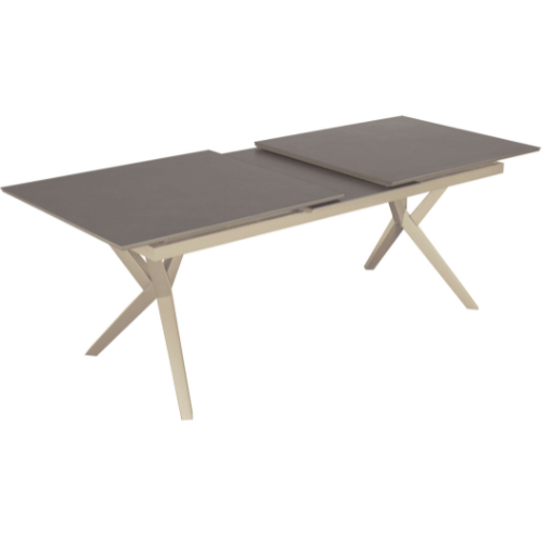 DekoVries | Temple Ausziehtisch 160/210 x 90 cm Aluminium / Gesinterter Stein | Light Grey