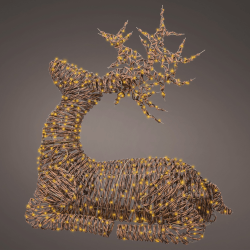 Lumineo | Weihnachtsfigur Rentier mit Beleuchtung | Warmweiß | 77 x 37 x 79 cm