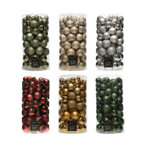 Ensemble de boules de Noël | Polystyrène mélangé | Lot de 3 | 100 pièces | 8 couleurs