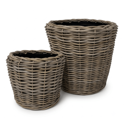 Drypot Rattan Grau | Set 2er | Ø 37 & 25 cm