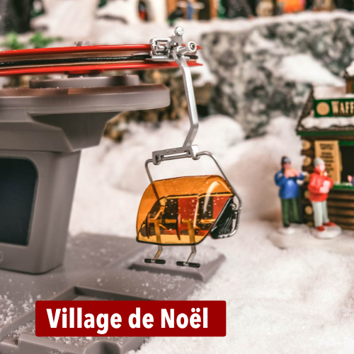 Village de Noël: Village de Noël Lemax avec maisons illuminées, figurines et accessoires dans la neige – village de Noël